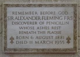 St-Pauls-Cathedral London Plaque-for-Sir-Alexander-Fleming-01