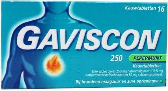 Afbeelding van Gaviscon 250 kauwtabletten pepermunt 16tb