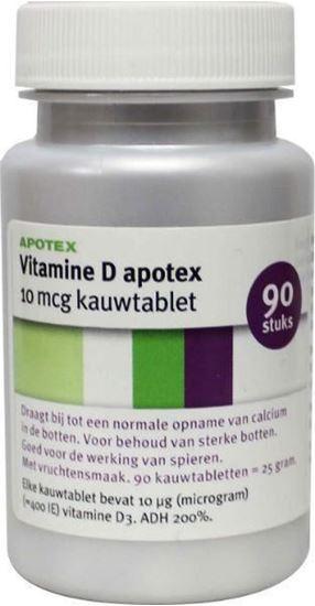 Afbeelding van Apotex Vitamine D fruit 10 mcg kauwtablet