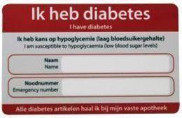 Afbeeldingen van Zorgtotaal diabetes noodkaart