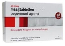 Afbeeldingen van Apotex maagtabletten pepermunt 48tb