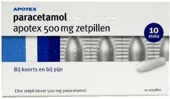 Afbeelding van Apotex Paracetamol 500mg zetpil 10st