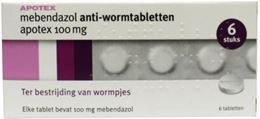 Afbeeldingen van Apotex mebendazol anti-wormtabletten 100mg 6tb