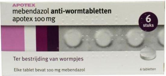 Afbeelding van Apotex mebendazol anti-wormtabletten 100mg 6tb