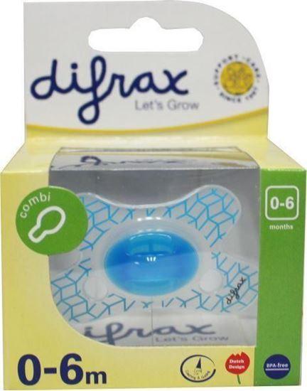 Difrax Fopspeen natural 0 - 6 maanden blauw