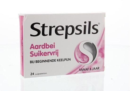 Strepsils Aardbei suikervrij 24 Zuigtabletten