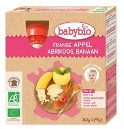 Babybio Appel abrikoos banaan 90 gram bio 4 Stuks