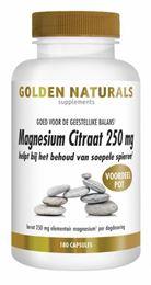 Golden Naturals Magnesium citraat 250 mg 180 Vegetarische capsules