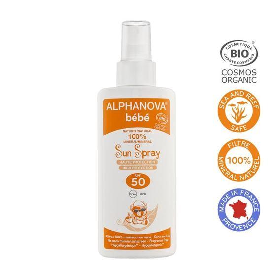 Alphanova Sun Sun zonnebrand spray SPF50 baby zonder parfum bio 125 Milliliter