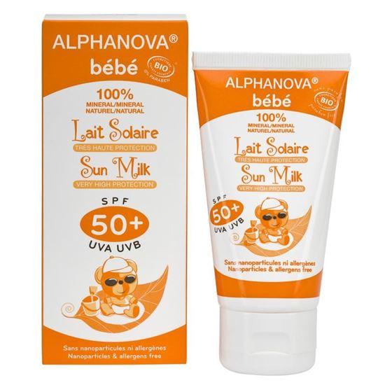 Alphanova Sun Sun zonnebrand milk baby SPF50 zonder parfum bio 50 Gram