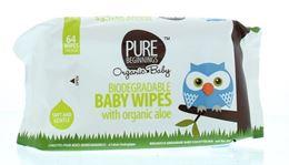 Pure Beginnings Biodegradable baby wipes aloe 64 Stuks