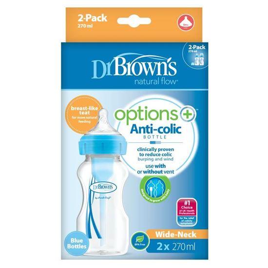 Dr Brown's Options+ brede halsfles 270 ml blauw 2 Stuks