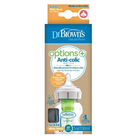 Dr Brown's Options+ brede halsfles glas 150 ml 1 Stuks