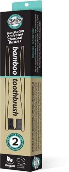 Fuss Free Nat Tandenborstel bamboe active charcoal soft 2 Stuks