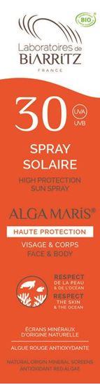 Lab de Biarritz Algamaris Zonnebrand spray SPF30 biologisch 100 Milliliter