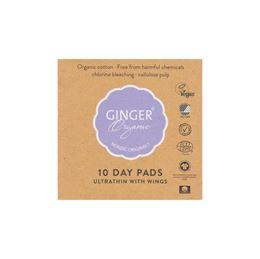 Ginger Organic Maandverband dag met vleugel 10 Stuks