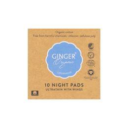 Ginger Organic Maandverband nacht met vleugels 10 Stuks