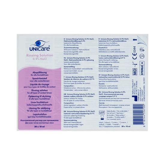 Unicare Rinsing solution 0.9% NaCI 30 stuks 10 Milliliter