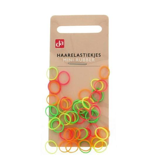 DA Haarelastiek rubber mini neon 48 Stuks