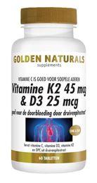 Golden Naturals Vitamine K2 45mcg & D3 25mcg 60 Tabletten