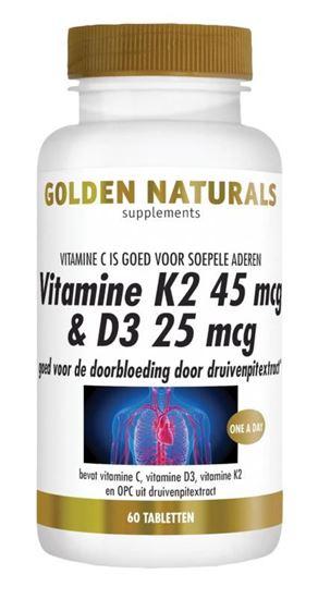 Golden Naturals Vitamine K2 45mcg & D3 25mcg 60 Tabletten